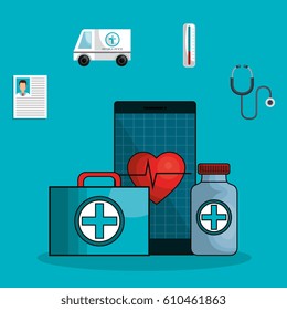 medicine online flat icons