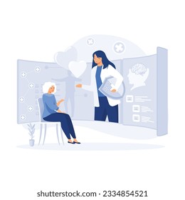 Medicine online service or platform,  modern medicine treatment, expertize and diagnostic. flat vector modern illustration