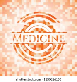Medicine orange mosaic emblem with background
