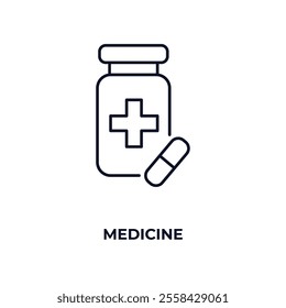 medicine outline icon. Linear vector from ai and tech concept. Thin line medicine icon isolated on white background