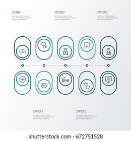Medicine Outline Icons Set. Collection Of Medicine, Monitor, Doctor And Other Elements. Also Includes Symbols Such As Equipment, Plus, Pulse.