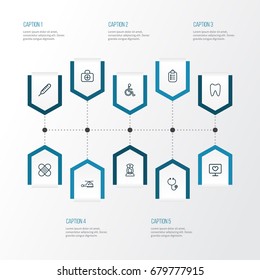 Medicine Outline Icons Set. Collection Of Temperature, Plaster, Monitor And Other Elements. Also Includes Symbols Such As Claw, Data, Equipment.
