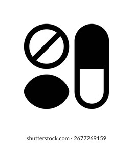 Medizin. Konturenstrichvektorsymbol mit schwarz gefüllten Details.