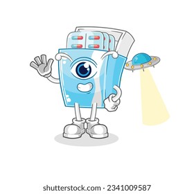 the medicine package alien cartoon mascot vector