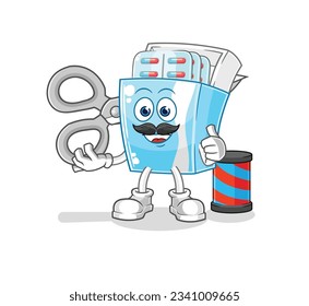 the medicine package barber cartoon. cartoon mascot vector