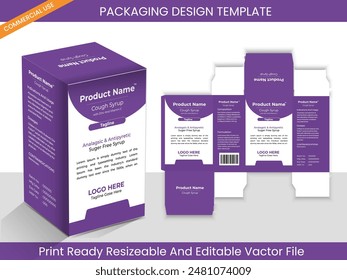 Medicine package box design. healthcare medicine box package creative design. medicine box vector design. Print Ready resizable, editable vector file. 