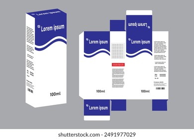 Medicine package box vector, Box design vector illustration, healthcare medicine Packaging design Template vector, Medicine package box design for cosmetic, Hair, Skin, lotion. Packaging box vector.