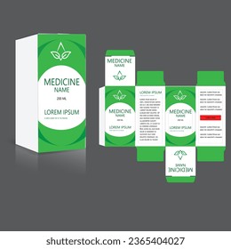 Diseño de paquetes de medicamentos con plantilla