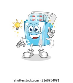 The Medicine Package Got An Idea Cartoon. Mascot Vector