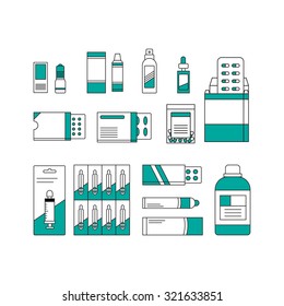 Medicine package line Icon vector