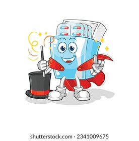 the medicine package magician illustration. character vector