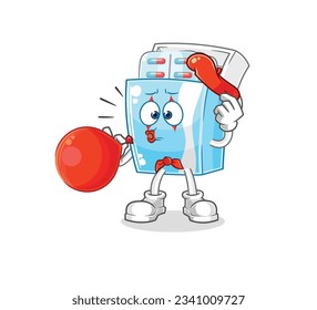 the medicine package pantomime blowing balloon. cartoon mascot vector