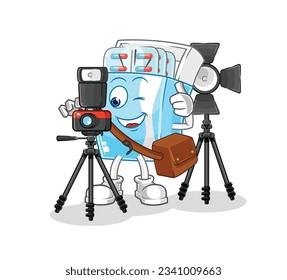 the medicine package photographer character. cartoon mascot vector