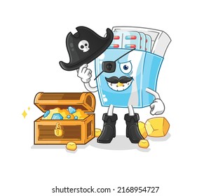 the medicine package pirate with treasure mascot. cartoon vector