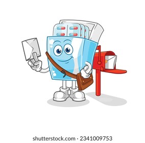 el paquete de medicamentos vector postman. personaje de caricatura