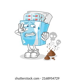 the medicine package with stinky waste illustration. character vector