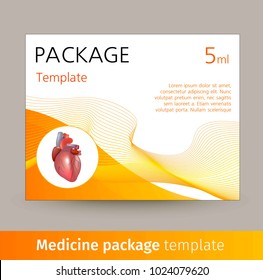 Medicine Package Template Design With Realistic Human Organ Heart.