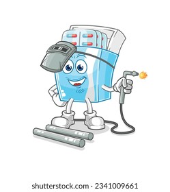 the medicine package welder mascot. cartoon vector