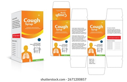 Diseño de embalaje de medicina Plantilla de diseño de cartón editable Diseño troquelado para Productos farmacéuticos, cosméticos, champú, crema, perfume y bálsamo