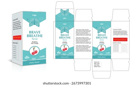 Diseño de embalaje de medicina Plantilla de diseño de cartón editable Diseño troquelado para Productos farmacéuticos, cosméticos, champú, crema, perfume y bálsamo