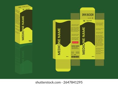 Medicine Packaging template design for medicine box, eye drop, cough syrup. Medicine box packaged design. Box packaging die cut template design. Box design.	