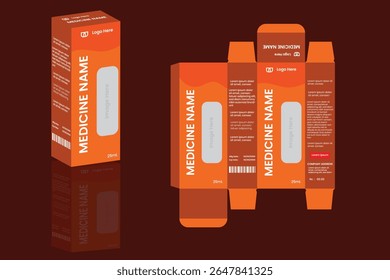 Medicine Packaging template design for medicine box, eye drop, cough syrup. Medicine box packaged design. Box packaging die cut template design. Box design.	