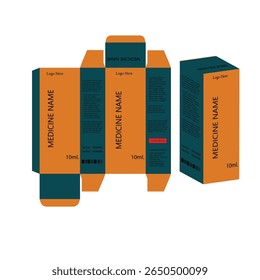 Plantilla de paquete de medicina Diseño de caja de medicina, Plantillas de diseño de embalaje de Producto de caja de farmacia, jarabe, gel, cosméticos, paquete. Conjunto de paquete de medicina con Plantilla 3D