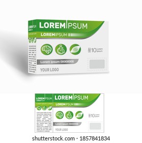 Medicine Paper Packaging Box, Heart Attack, Brain Stroke Remedy, 3D Mockup Isolated On A White Background. Modern Packaging Desing 