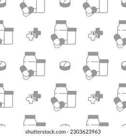 medicine pattern gray icons medications in illustration