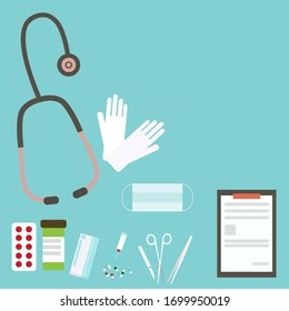 Medicine pharmacy or drugstore with concept. Medicine doctor working background. vector illustration.