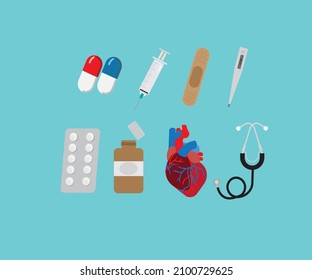 Medicine Pharmacy Hospital Drugs Pill Bandaid Stock Vector (Royalty ...