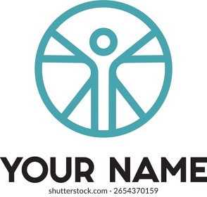 MEDICINE PHARMACY PHYSIOTHERAPY HEALTH VITRUVIAN MAN LOGO
