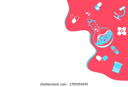 Tema de medicina y farmacia con copia en blanco / área de texto. Puede utilizarse para la presentación de fondo, afiche, volante, infografía, medicina o asistencia sanitaria, diseño de plantilla. Concepto científico moderno.