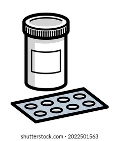Medicine pharmacy theme medical bottles 3d vector illustration isolated, medicaments and drugs, health care meds cartoon, vitamins or antibiotics, simple linear design.