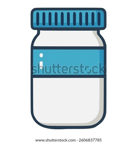 Medicine pill bottle jar flat color vector illustration template design