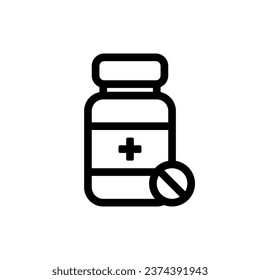 Medicine Pill Bottle -  Line Icon - Vector : Medical Theme, Pharmaceutical Theme, Healthcare Theme, Infographics and Other Graphic Related Assets. SHOTLISThealth.