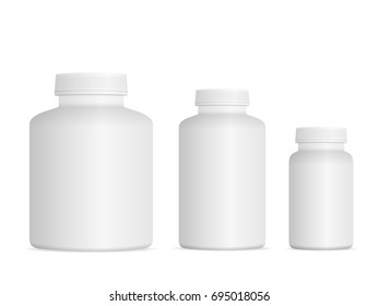 Medicine pill bottle set on a white background.