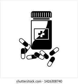 Medicine Pill And Bottle Vector Art Illustration