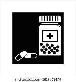 Medicine Pill And Bottle Vector Art Illustration