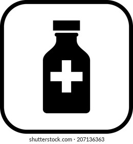 Medicine pill bottle vector icon
