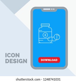 medicine, Pill, capsule, drugs, tablet Line Icon in Mobile for Download Page