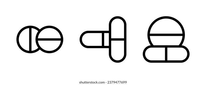 Medicine Pill and Capsule Icon Set - Vector : Medical Theme, Pharmaceutical Theme, Healthcare Theme, Infographics and Other Graphic Related Assets. SHOTLISThealth.