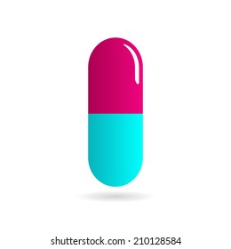 Medicine - pill or capsule vector icon on white background