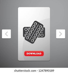 medicine, Pill, drugs, tablet, patient Glyph Icon in Carousal Pagination Slider Design & Red Download Button