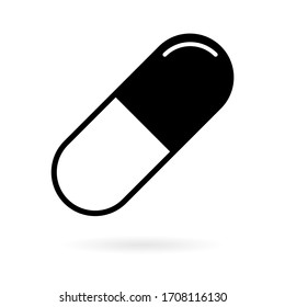 Medicine pill flat capsule icon. Vector sign isolated on white background. Pharmacy illustration