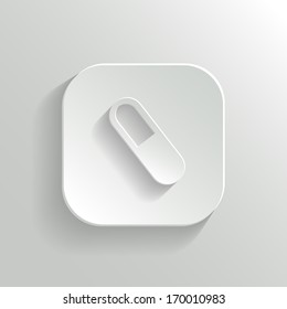 Medicine pill icon - vector white app button with shadow