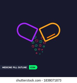 Medicine Pill Outline Icon. Icon for your Company, UI/UX Design, Or Any Other Graphic Design Project. Vector Illustration