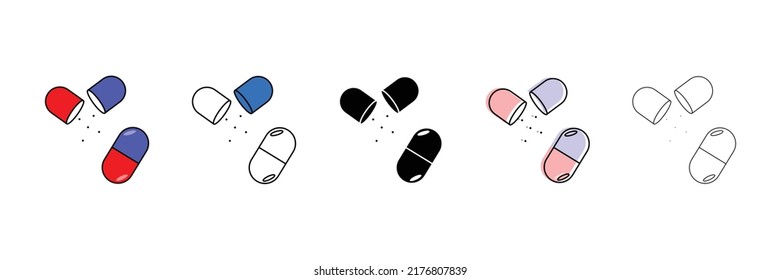 medicine pill set vector type icon