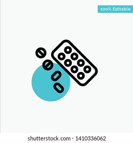 Medicine, Pill, Tablet, Treatment turquoise highlight circle point Vector icon