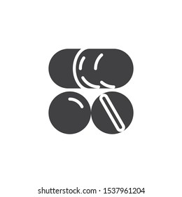 Medicine pill and tablets vector icon. filled flat sign for mobile concept and web design. Capsule pill and tablet glyph icon. Symbol, logo illustration. Vector graphics